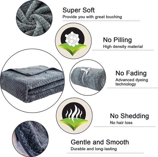 Hondendeken Kattendeken, pluizige fleece huisdierdeken voor honden en katten, omkeerbare hondenflaneldeken beschermt bed, bank, bank, meubels of auto - groot grijs groen