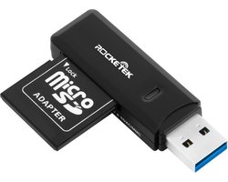 NÖRDIC CRD-011 Kaartlezer 2in1 USB3.0 - SD/MMC - MicroSD/TF - 2TB - 5Gbps - UHS-I - Zwart