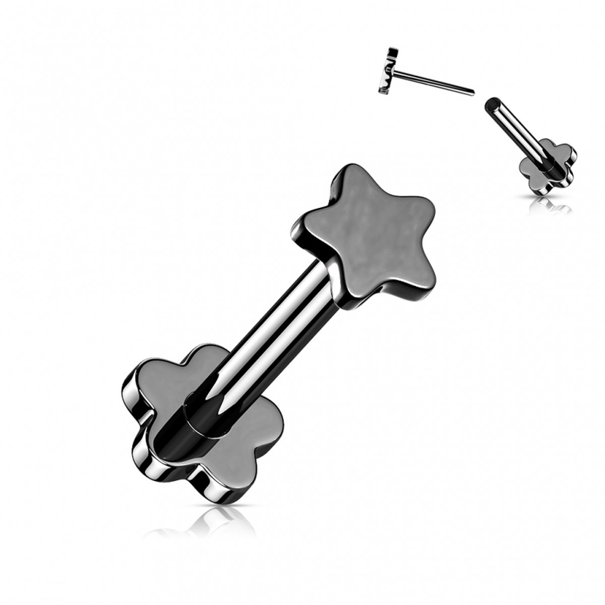 Piercing titanium push in sterretje 1.2x8 - zwart - LMPiercings