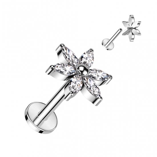 Piercing 6 fleur haut 1.2x8