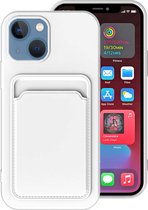 Smartphonica iPhone 14 siliconen hoesje met pashouder - Wit / Back Cover geschikt voor Apple iPhone 14