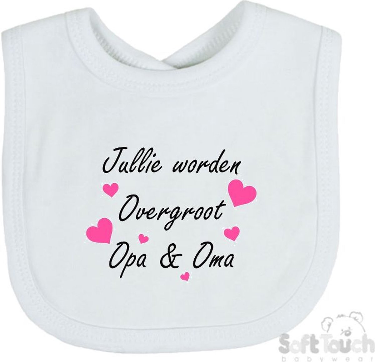 Goedkoopste Soft Touch Slabber Jullie worden overgroot opa & oma Unisex Katoen Wit/zwart/roze Maat 33x22 Cm Zwangerschap aankondigen - Bekendmaking zwangerschap - Zwangerschapsaankondiging