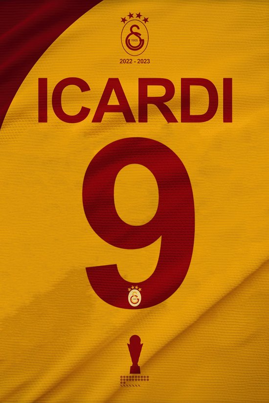 Numéro de maillot Mauro Icardi Poster | Maillot Mauro Icardi numéro 9 | Affiche de football | 51x71cm | Convient pour l'encadrement
