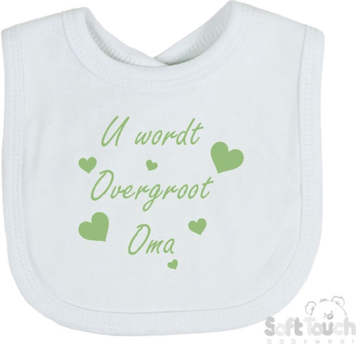 Goedkoopste Soft Touch Slabber U wordt overgroot oma Unisex Katoen Wit/sage green (saliegroen) Maat 33x22 Cm Zwangerschap aankondigen - Bekendmaking zwangerschap - Zwangerschapsaankondiging