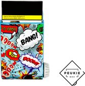 Peukiebox™ - Comics Boom Blue - Asbak voor buiten - Sigarettendoosje - Sigarettenhouder - Draagbare asbak | De oplossing voor peukafval op straat