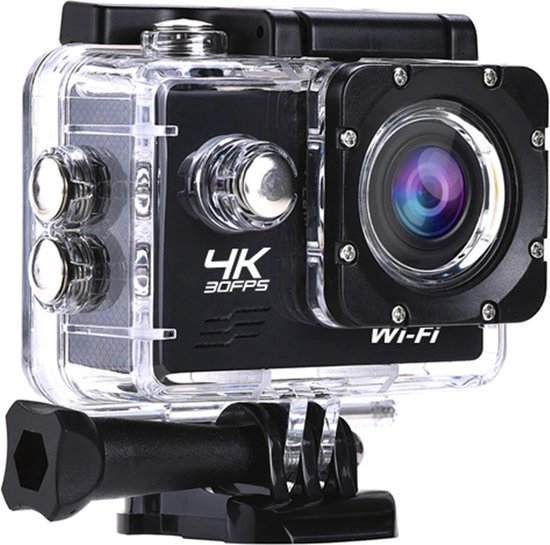 Lipa at q1 4k ultra hd action camera ips wifi - action cam - onderwatercamera - vlog camera - wifi camera - dashcam - actie camera - alternatief gopro - 4k 30 fps - sony imx sensor - 24 mp - beeldstabilisatie - 21 accessoires - met sd 16 gb
