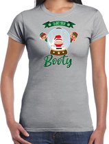 Bellatio Decorations fout kersttrui t-shirt dames - Kerstman sneeuwbol - grijs - Shake Your Booty S