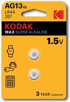 Kodak Max Super Alkaline AG13 1,5V knoopcel batterij 2-pack