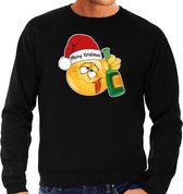Bellatio Decorations foute kersttrui/sweater heren - Dronken - zwart - Merry Kristmus M