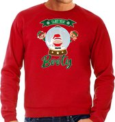 Bellatio Decorations foute kersttrui/sweater heren - Kerstman sneeuwbol - rood - Shake Your Booty S
