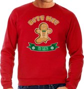 Bellatio Decorations foute kersttrui/sweater heren - Gingerbread koekemannetje - rood - Bite Me L