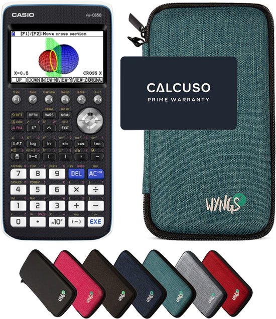 Foto: Calcuso basispakket turkoois met grafische rekenmachine casio fx cg 50 en uitgebreide garantie van calcuso