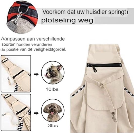Cuddi Hondenrugzak, buikdrager, beige, 32 x 22 x 25 cm, polyester en pluche, opening bovenkant, bodem afneembaar, zijzakken, opbergvak, schouderriem, veiligheidslijn