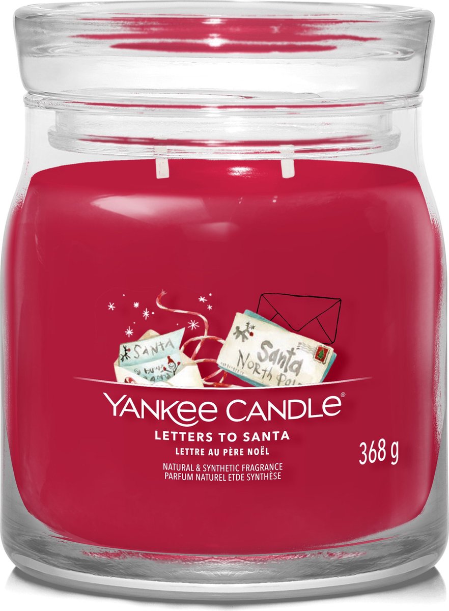 Yankee Candle Letters To Santa Medium Geurkaars - 50 branduren - 2 lonten Rood