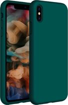 Coverzs Luxe Liquid Silicone case geschikt voor Apple iPhone X / Xs hoesje - Groen - Geschikt voor iPhone 10 / Xs case - Donker groene case - Beschermhoesje hoesjes - Backcover hoesje - Donkergroen