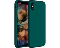 Coverzs Luxe Liquid Silicone case geschikt voor Apple iPhone X / Xs hoesje - Groen - Geschikt voor iPhone 10 / Xs case - Donker groene case - Beschermhoesje hoesjes - Backcover hoesje - Donkergroen