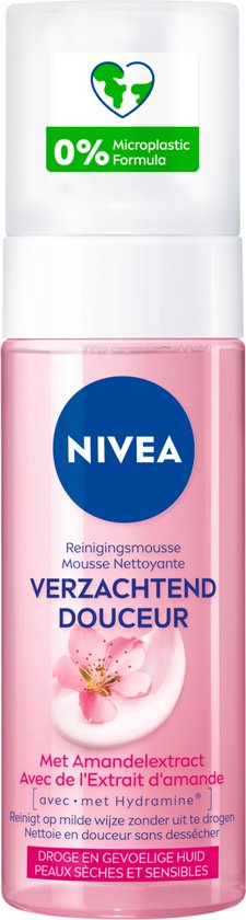 NIVEA Essentials Verzachtende Reinigingsmousse - Reinigingsmousse - Droge en gevoelige huid - Amandelolie - Gezicht Wassen - Hydramine - 150 ml