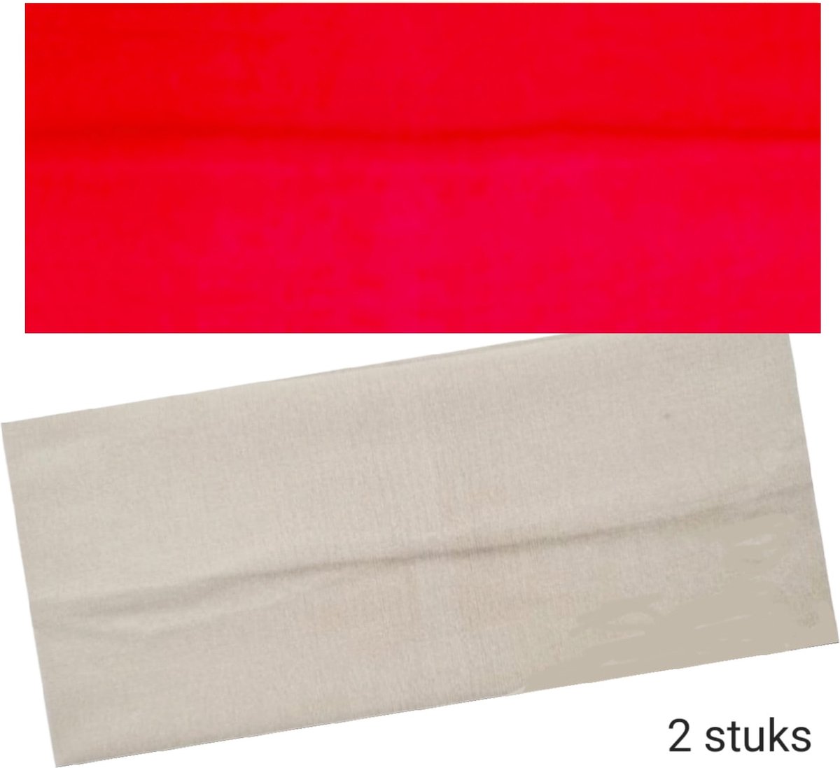 SPORT® - Haarband Hoofdband Basic - 8cm - 2 stuks - 1x Helder Rood / Zand Beige + 4x extra haarelastieken (2x wit / 2x zwart) - Casual Sport Yoga - Stof Elastisch