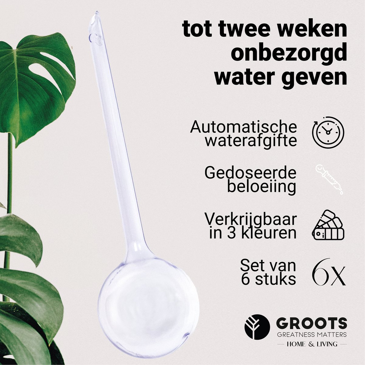 Groots Waterdruppelaar Transparant Set van 6 - Planten waterdruppelaar voor binnen en buiten thumbnail 4