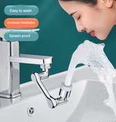 Fixation du robinet - Rotation 360 degrés - 2 positions - La vaisselle vaisselle - Robinet de salle de bain - Économie d'eau - Tête de robinet flexible - Rallonge - Pièces de robinet - Tuyau de robinet rotatif - Buse de robinet - Argent