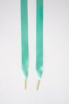 Schoenveters plat satijn luxe - mint groen breed - 120cm met gouden stiften veters voor wandelschoenen, werkschoenen en meer