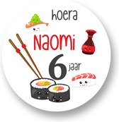Traktatie Stickers Met Naam en Leeftijd -Sushi- Gepersonaliseerd - Sluitstickers - Kinderfeest Traktatie - Uitdelen - Uitdeeltraktatie - Wensetiket - Rond - 40mm - Glossy sticker