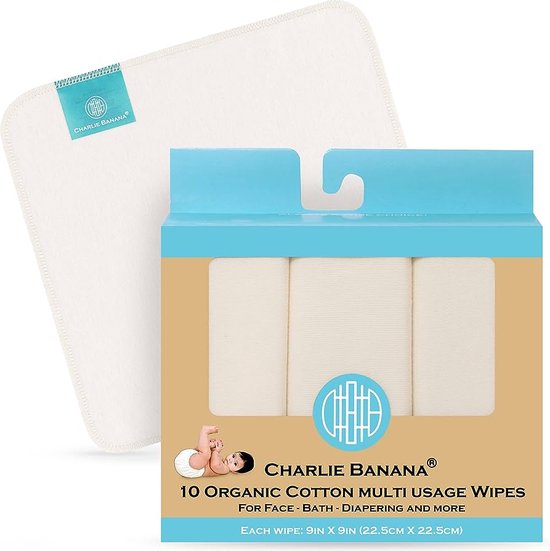 Charlie Banana 10 herbruikbare Organic Cotton Wipes doekjes