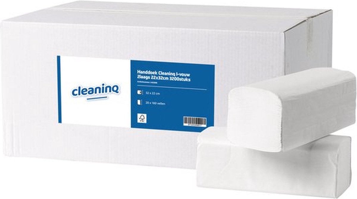 Handdoek cleaninq i-vouw 2laags 22x32cm 3200 stuks | Doos a 20 pak