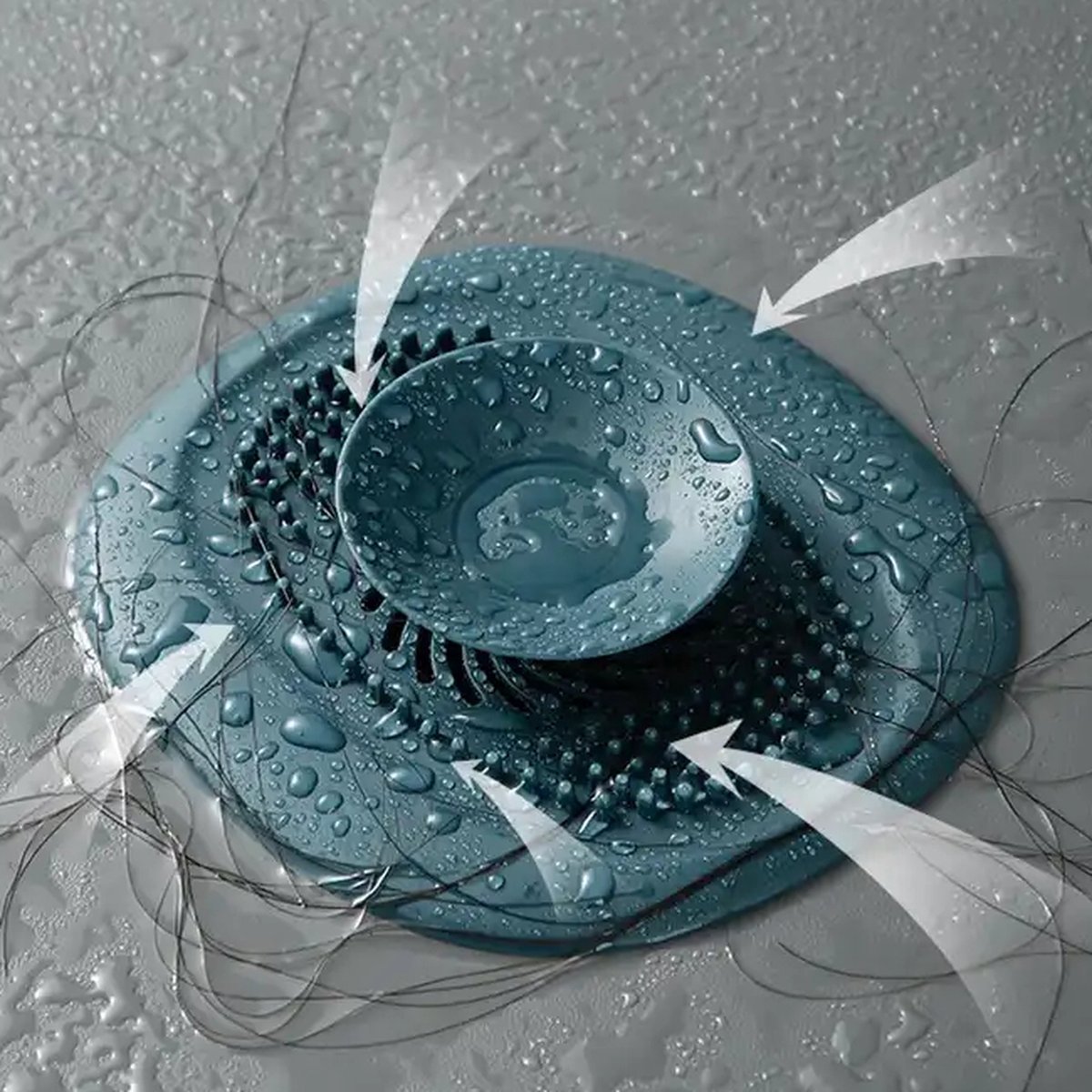 Goedkoopste Luxe Doucheputje - Haarvanger - Gootsteenstop - Afvoerstop - Siliconen - Donkerblauw