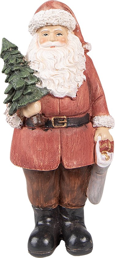Clayre & Eef Beeld Kerstman 40 cm Rood Polyresin Kerstfiguren