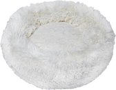 Fluffy donut hondenmand - Luxe kattenmand - Antislip kattenkussen - Wasbaar hondenkussen - Wit 80 cm