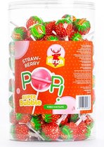Hirsch - Super Bubble Lolly - Strawberry - 100x17 Gramme - Sucette