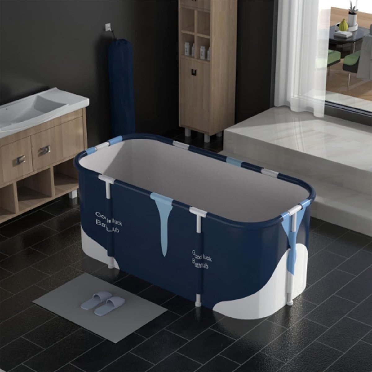 Badkuip - Opvouwbaar - Draagbaar - Incl. Twee afvoersystemen - 140 cm - Blauw