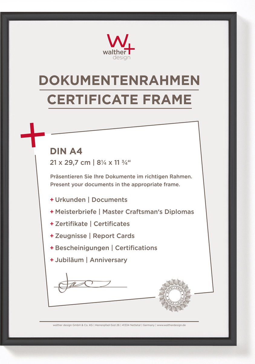 Walther New Lifestyle - Kunststof lijst - Fotoformaat 21x29,7 cm (DIN A4) - Zwart