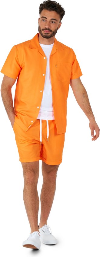 OppoSuits The Orange - Heren Zomer Set - Bevat Shirt En Shorts - Festival Outfit - Oranje - Maat: