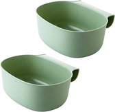 Kunststof opvangbak voor keukenafval, 2 x lekbakken voor keukenafval om op te hangen, set van 2 afvalbakken voor GFT (groen)