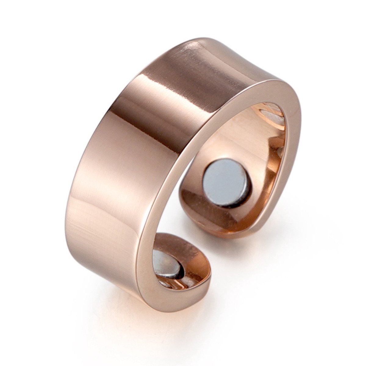 MAGNETOX - Helende Ring 'Amber' - Magneet Ring - Gezondheidsring - Magnetische Ring - Roestvrijstaal (RVS) - Roségoud - Dames - 52mm