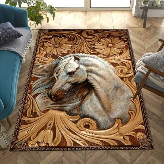 Vloerkleed paard - anti-slip - tapijt - keukenkleed - salontafel kleed - woonkamer - slaapkamer - 80 x 120 cm