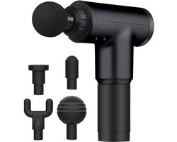 Zwarte Massagegun + 4 Opzetstukken - Massagepistool - Massage Gun met 6 standen - Massage Pistool - Massageapparaten - Draadloos - professioneel - Sport