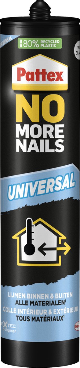 Pattex No More Nails Universal 480 g Bouwkit | Montagekit voor Vast Gebruik | Binnenhuis & Buitenhuis Universeel gebruik.
