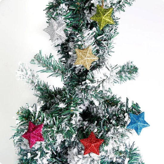 FSW-Products - Suspensions de Noël dorés - 6 pièces - Glitter - Décoration de Noël - Décoration d'arbre de Noël - Boule de Noël