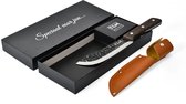 T&M Knives - Couteau à Viande Martelé - Couteau à Barbecue Pour Viande Et Légumes - Incl. Couverture et coffret cadeau