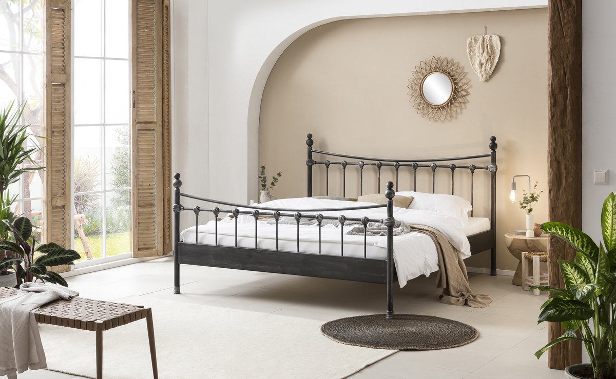 Bed Box Wonen Camilla metalen bed Zwart/Zilver 160x220 cm