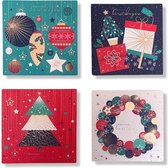 Cards & Crafts 50 Luxe Vierkante Kerst- en Nieuwjaarskaarten - 10x10cm - Gevouwen kaarten met enveloppen