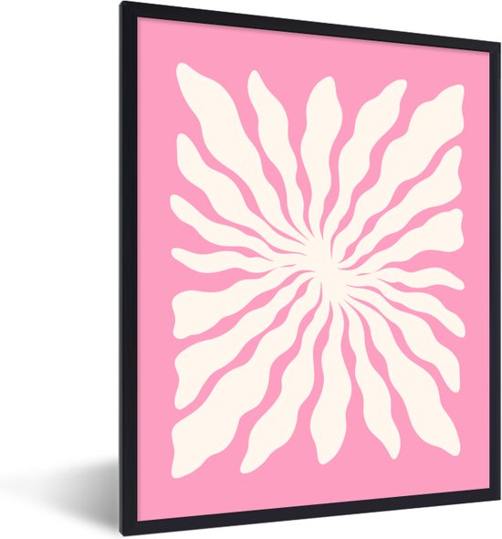 FrameYourWall® - Fotolijst met poster 30x40 - Abstract - Roze - Boho - Wit - Fotokader van hout - Kaders en lijsten - Houten fotolijstje - Wissellijst voor muurposter - Picture en photo frame - Posterlijst - Fotohouder