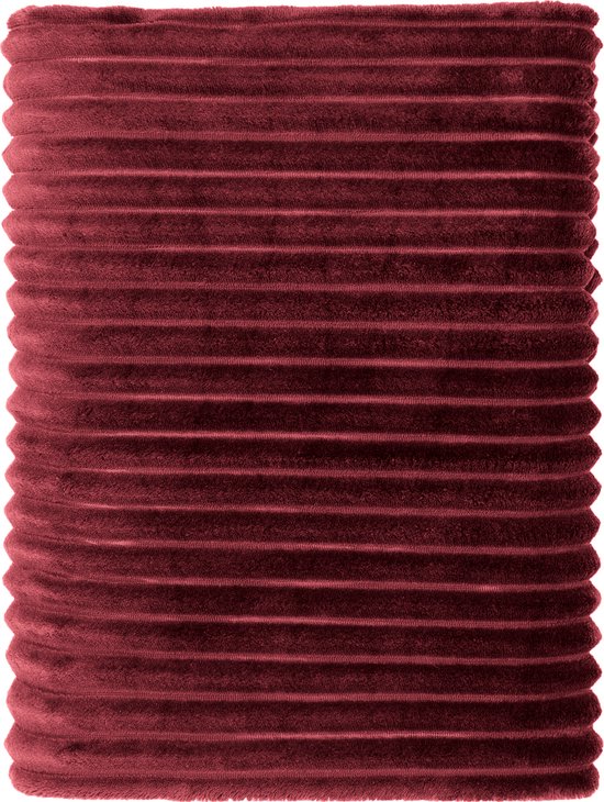 Mistral Home - PLAID - recycled flannel - 130 x 170 cm - effen kleur - bordeaux- Duurzaam