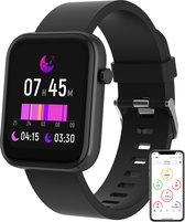 Denver Smartwatch Dames & Heren - Voor Android & iOS - Sporthorloge - Hartslagmeter - Bloeddrukmeter - Stappenteller - Saturatiemeter - Slaapmonitor - Social media activiteit - SW182 - Zwart
