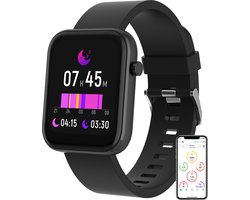 Denver Smartwatch Dames & Heren - Voor Android & iOS - Sporthorloge - Hartslagmeter - Bloeddrukmeter - Stappenteller - Saturatiemeter - Slaapmonitor - Social media activiteit - SW182 - Zwart