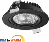 Spot encastrable LED Zwart - Dimmable - 5 Watt - 1800-2700K Dim To Warm - IP44 (résistant à la poussière et aux éclaboussures) - Profondeur d'installation 23 mm