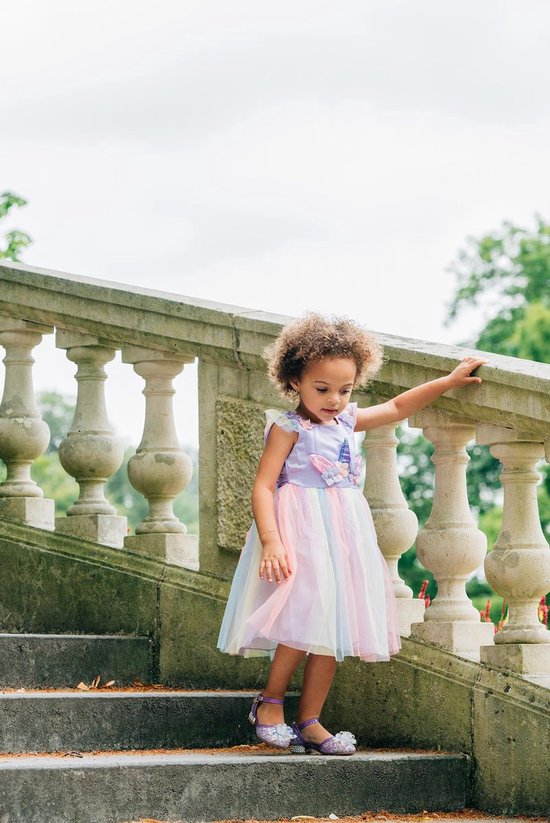 Unicorn - Robe de princesse fille - Licorne - Serre-tête - The Better Merk - taille 116/122(130) - Habillage vêtements Fille - Violet - Gants de princesse